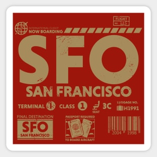 Vintage San Francisco SFO Airport Code Travel Day Retro Travel Tag Sticker